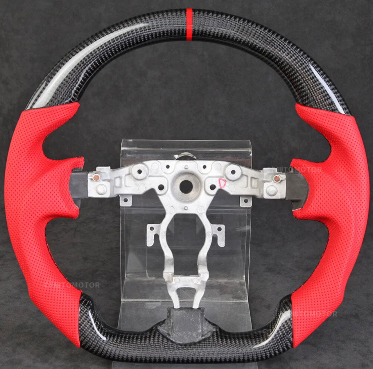 Nissan 350z 370z Carbon/Red Leather Steering Wheel - Twin Performance Auto