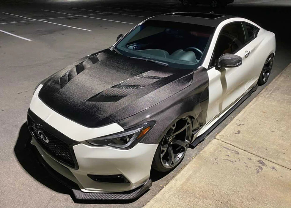 2017+ Q60 AMS Vented Hood Carbon Fiber - Twin Performance Auto