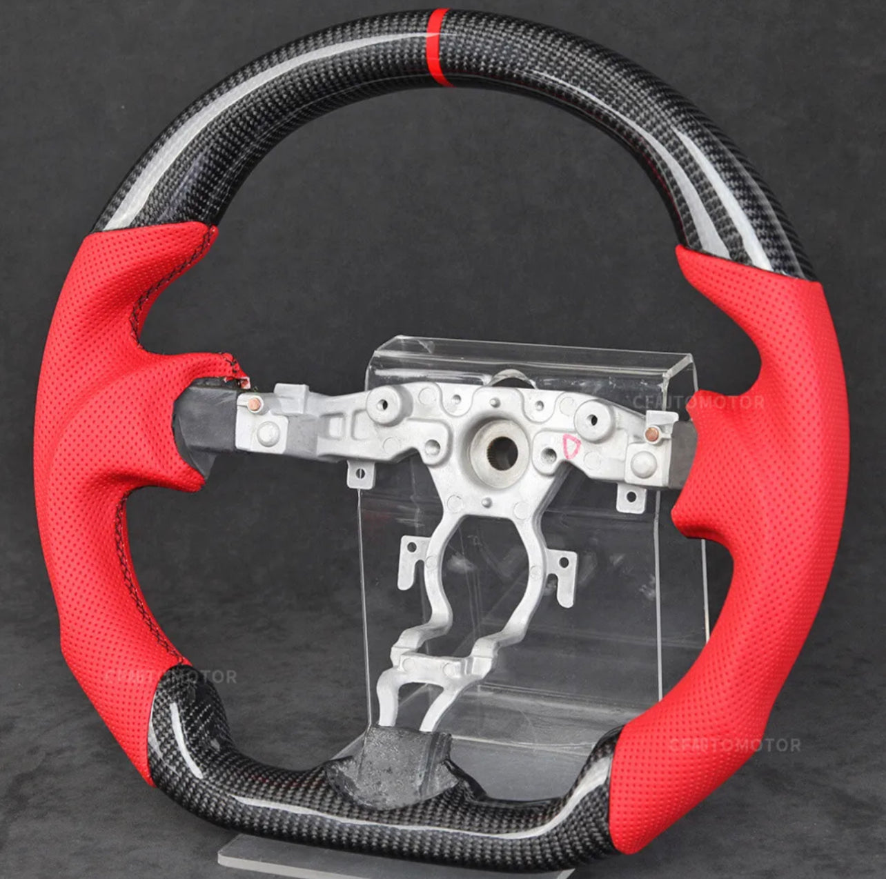 Nissan 350z 370z Carbon/Red Leather Steering Wheel - Twin Performance Auto