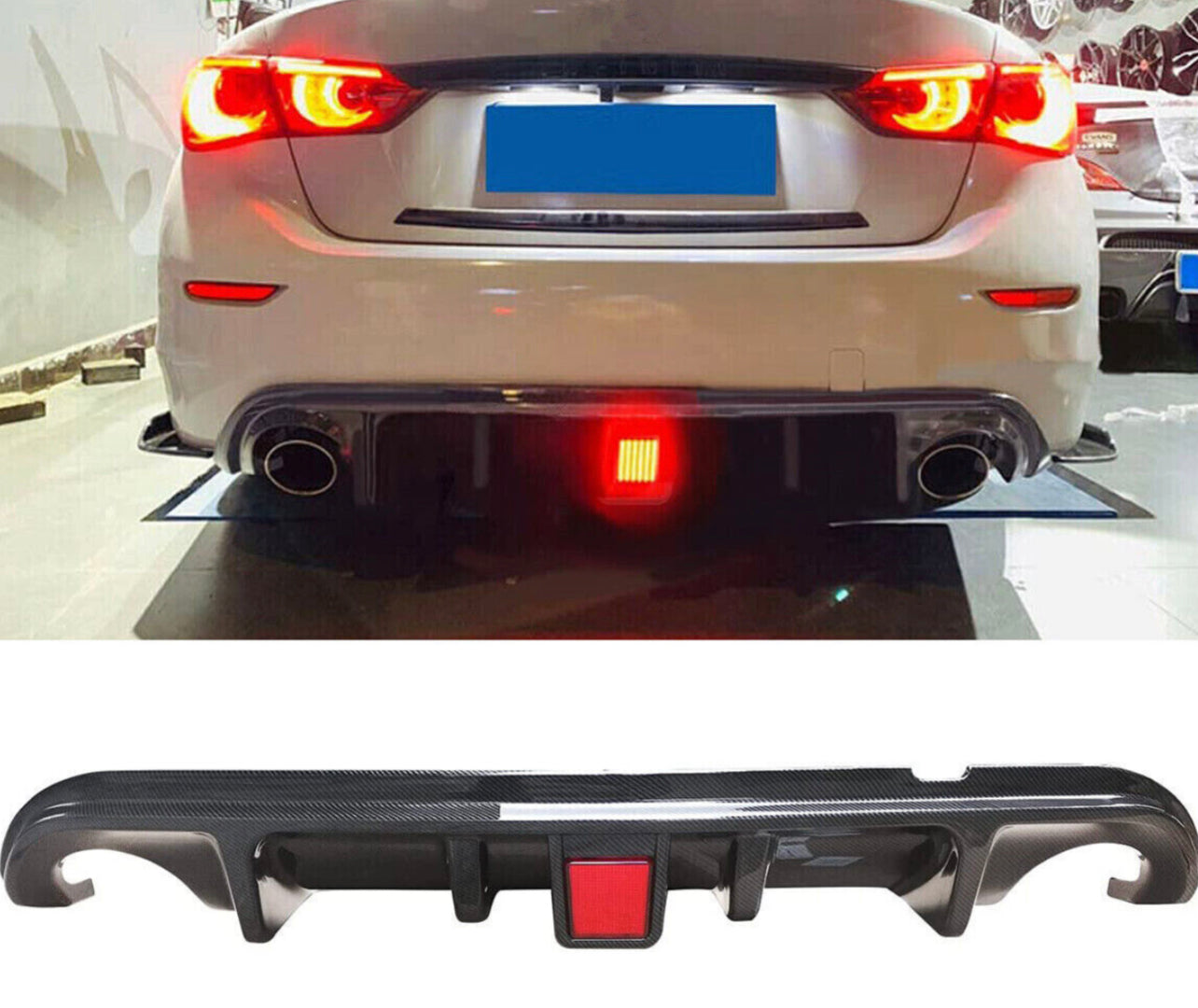 Q50 Carbon Fiber Diffuser w/ Third Light - Twin Performance Auto