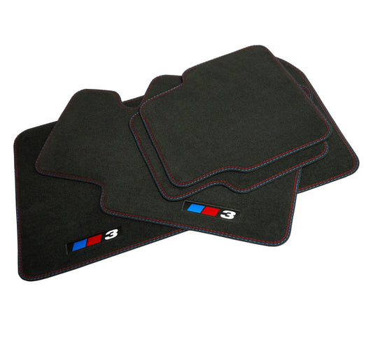 BMW 3 Series Floor Mats OEM Blue/Red Stitching F30 F31 F80 2012-2019