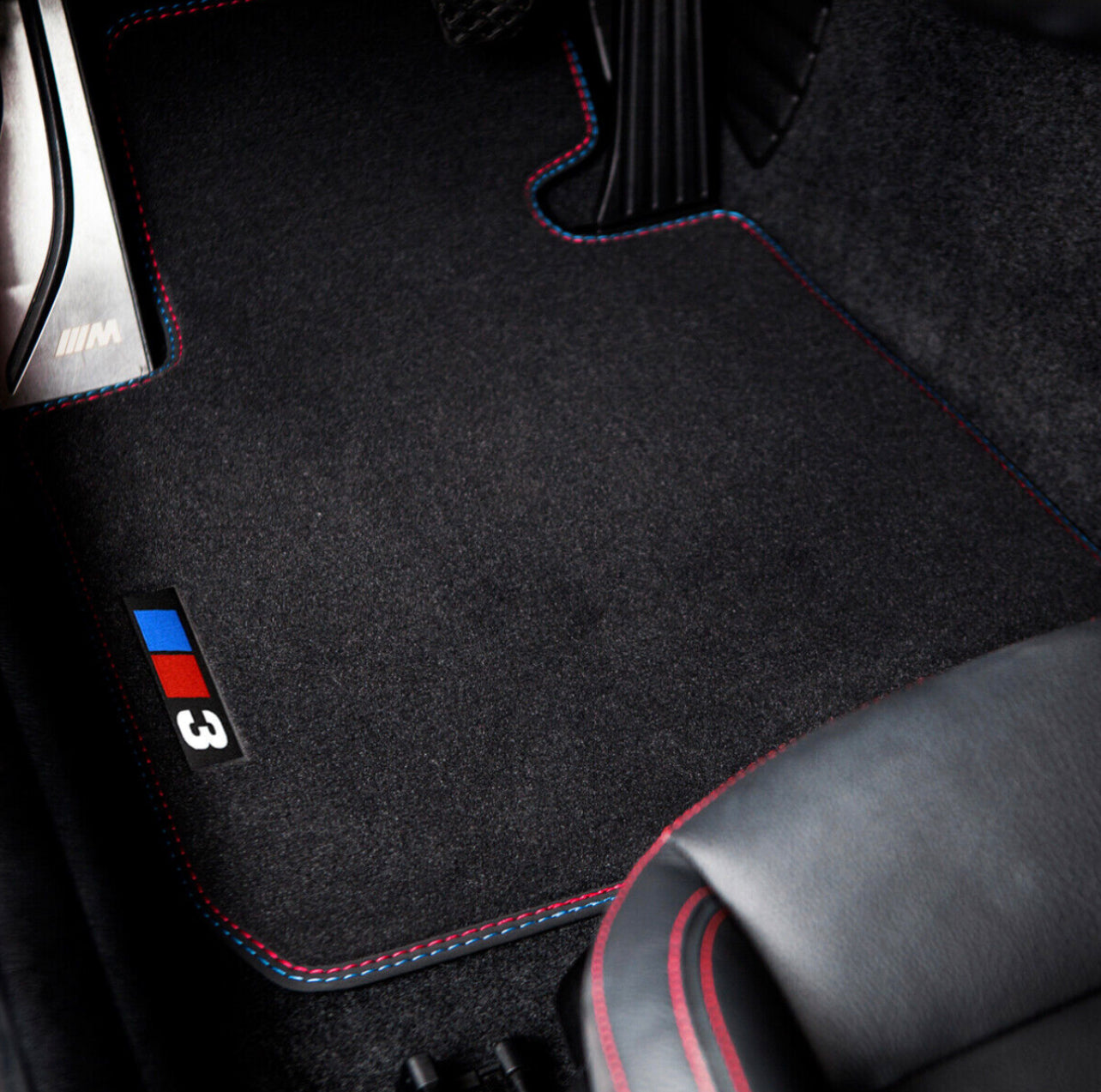 BMW 3 Series Floor Mats OEM Blue/Red Stitching E90 Series