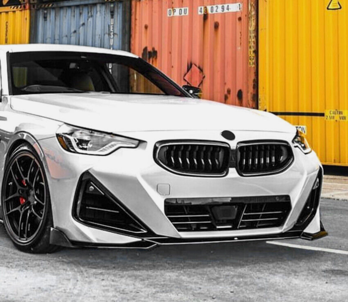 2022-2024 BMW 2-Series Coupe G42 M-Sport Front Lip (Gloss Black, Carbon Fiber)