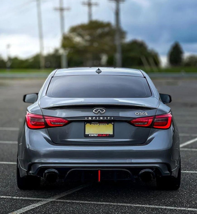 Infiniti Q50 Authentic Rear Diffuser with Third Light (Gloss Black, Carbon Fiber)