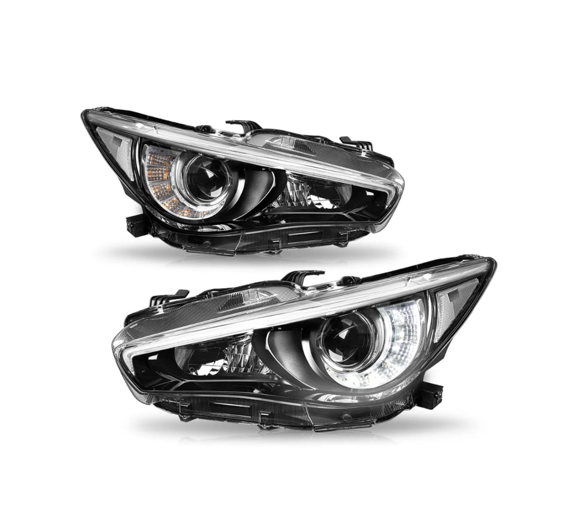 Q50 2014-2017 Black Housing LED Headlights