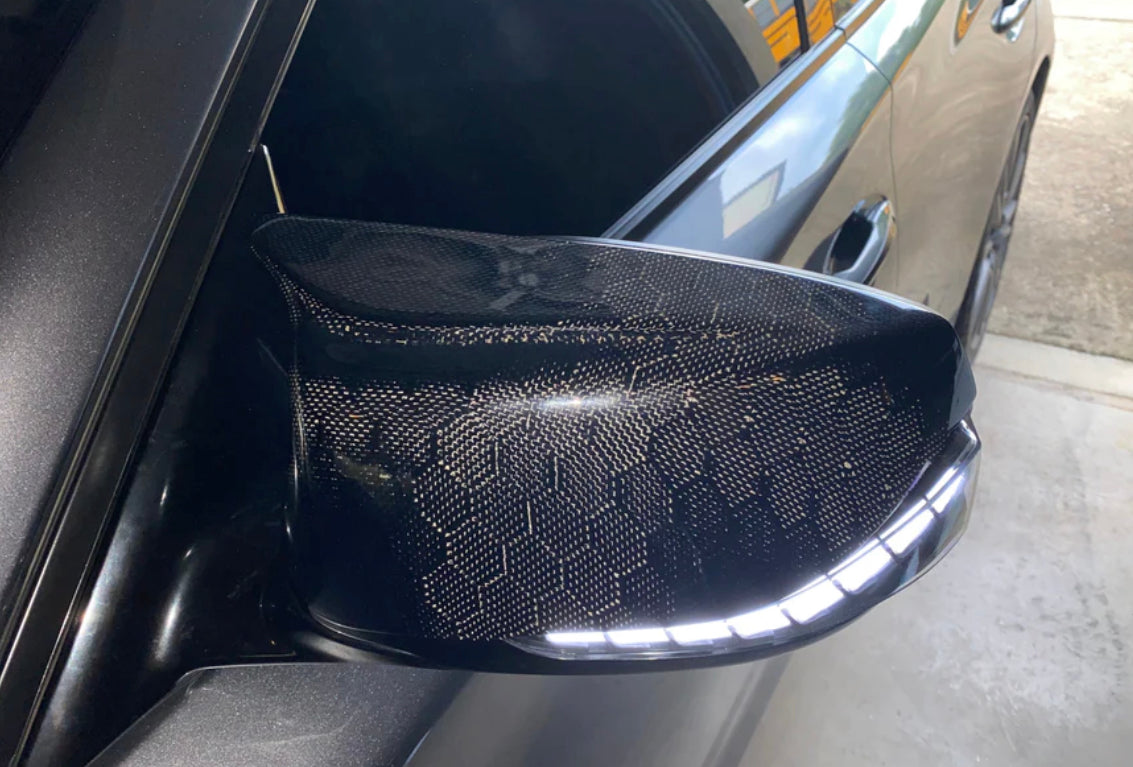 Infiniti Q50 / Q60 M Style Carbon Fiber Mirror Caps (Honeycomb, Forged, Carbon Fiber) V2