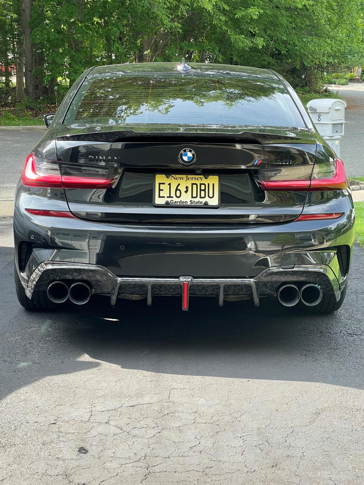 BMW G20 M340i V2 Diffuser w/ Third Brake Light (Gloss Black, Carbon Fiber)