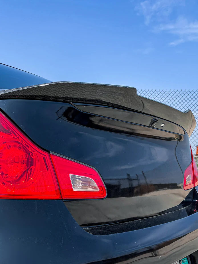 08-13 Infiniti G37 Sedan PSM Twin Kick Spoiler (Honeycomb, Carbon Fiber, Gloss Black)